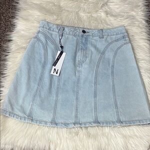 NWT Noisy May Light Blue Denim Melena High Waist Mini Skirt Size M